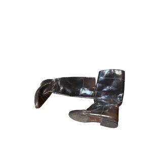 Vintage brass plum leather boots size 8.5